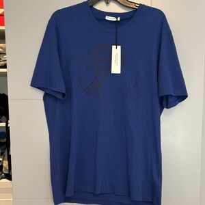 Versace Blue Short-Sleeve Logo Crew T-Shirt